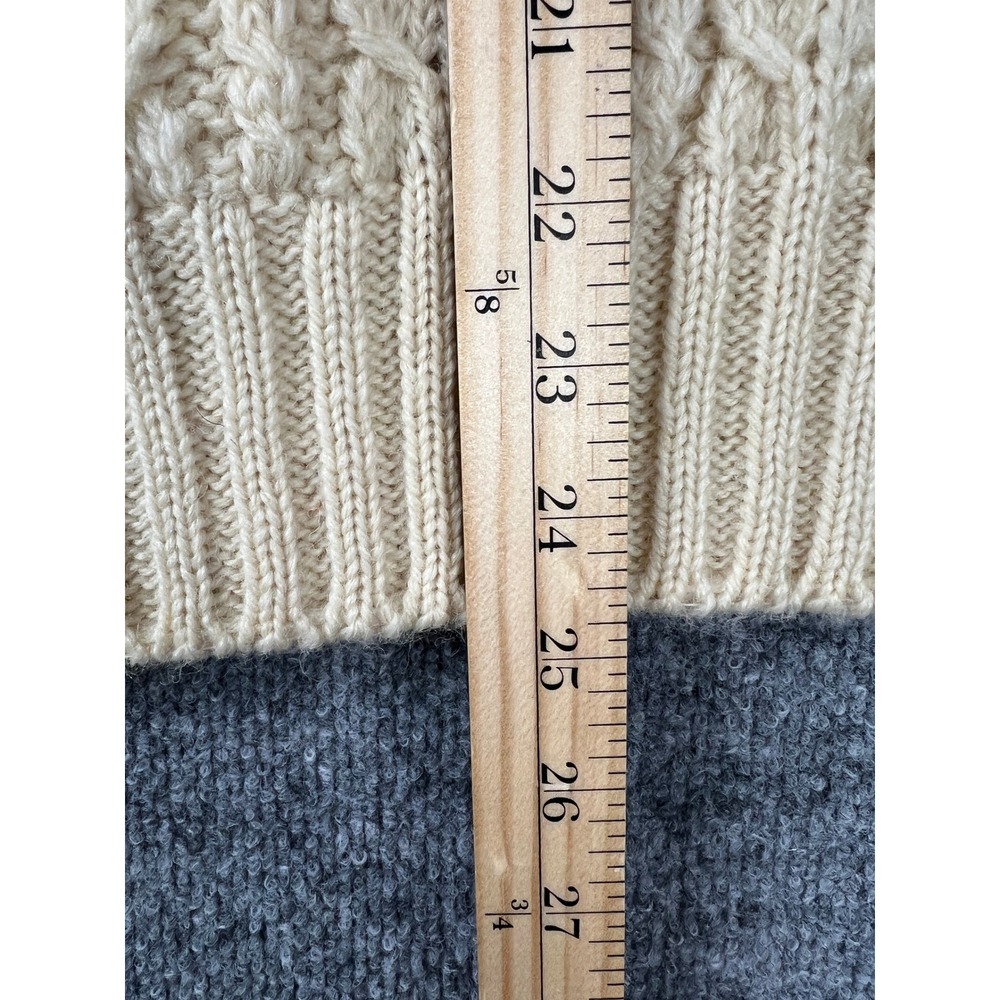 Vintage Cream Cable Knit Fisherman Sweater L Mens Crewneck Ivory‎ Honeycomb Knit - Picture 5 of 6